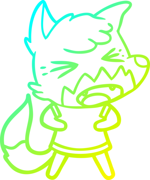 Bir insan tarafından çizilmiş kızgın bir tilkinin soğuk çizgi çizimi.