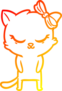 Bir insan tarafından çizilmiş sevimli bir çizgi film kedisinin sıcak çizgi çizimi