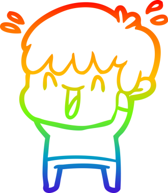 Gökkuşağının gradyan çizimi bir insan tarafından çizilmiş bir çizgi film karakteri.