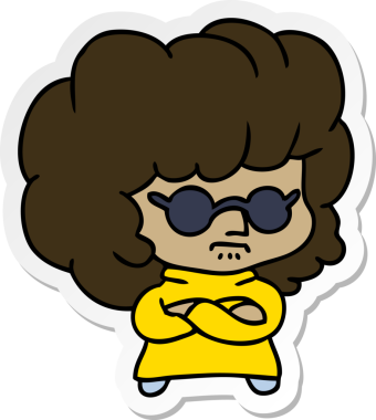 Bir insan tarafından çizilmiş bir kawaii kadının serbest sticker karikatürü.