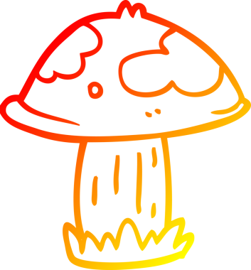 Bir insan tarafından çizilmiş vahşi bir mantarın sıcak çizgi çizimi