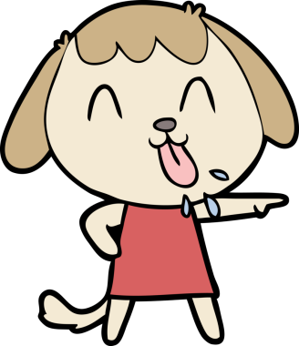 Bir insan tarafından çizilmiş şirin bir çizgi film köpeği.