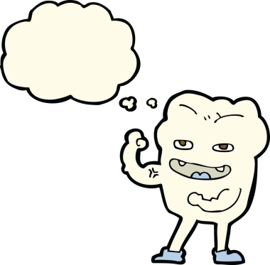 Bir insan tarafından çizilmiş güçlü sağlıklı dişli bir çizgi film.