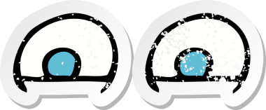 Bir insan tarafından çizilmiş karikatür gözünün gerilimli çıkartması.