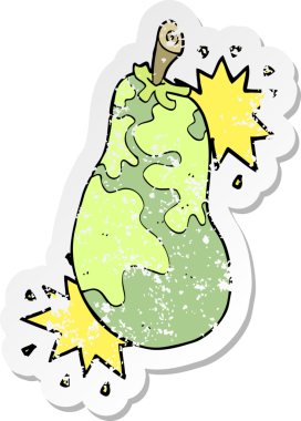 Bir insan tarafından çizilmiş karikatür armutunun gerilimli retro yapıştırması