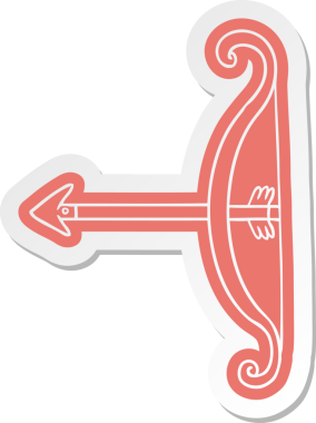 Bir insan tarafından çizilmiş ok ve yay etiketi.