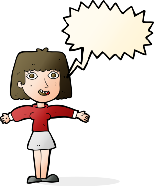 Bir insan tarafından çizilmiş konuşma balonu olan heyecanlı bir karikatür.