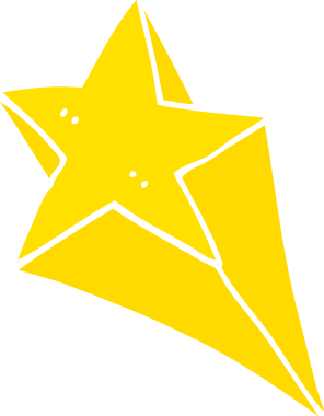 Bir insan tarafından çizilmiş düz renkli çizgi film yıldızı