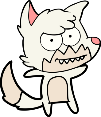 Bir insan tarafından çizilmiş sırıtan tilki çizgi filmi.