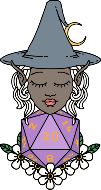 Retro Dövme Biçimli elf karakteri Bir insan tarafından çizilmiş doğal yirmi zar atışıyla