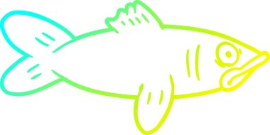 Bir insan tarafından çizilmiş bir karikatür balığının soğuk gradyan çizimi