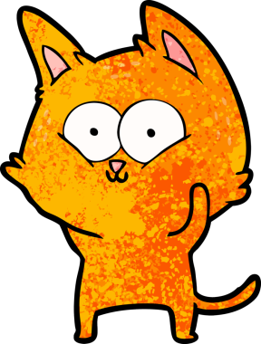 Bir insan tarafından çizilmiş çizgi film kedisi.