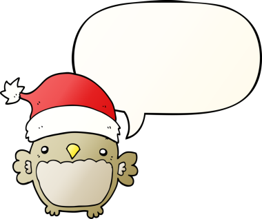 Bir insan tarafından çizilmiş hoş bir noel baykuşu konuşma baloncuğu ile