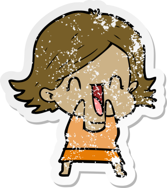 Bir insan tarafından çizilmiş mutlu bir karikatür çıkartması.