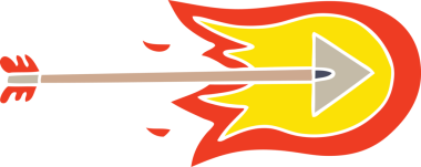 Bir insan tarafından çizilmiş el çizimi garip çizgi film yanan ok.