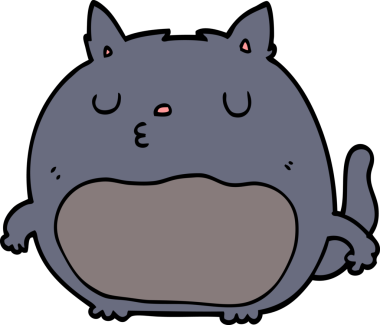 Bir insan tarafından çizilmiş çizgi film kedisi.