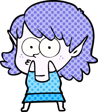 Bir insan tarafından çizilmiş çizgi film elf kızı.