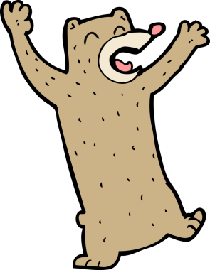 Bir insan tarafından çizilmiş çizgi film ayısı.