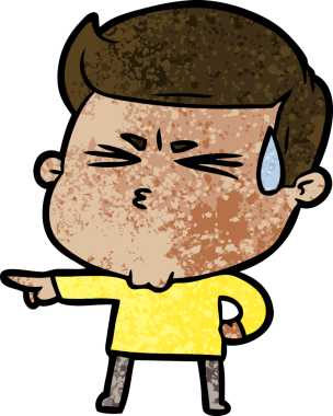 Bir insan tarafından çizilmiş terleyen çizgi film adamı.