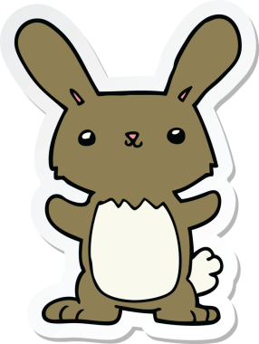 Bir insan tarafından çizilmiş şirin bir tavşanın çıkartması.