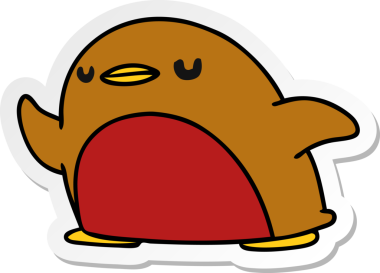 Bir insan tarafından çizilmiş serbest sticker çizgi film Şirin kawaii kırmızı robin