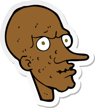 Bir insan tarafından çizilmiş kötü yaşlı bir adamın çıkartması.