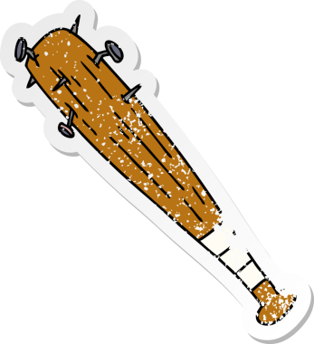 Bir insan tarafından çizilmiş çivili bir sopa.