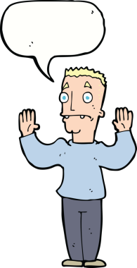 Karikatürist bir insan tarafından çizilmiş konuşma balonuyla teslim oluyor.