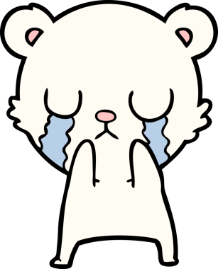 Bir insan tarafından çizilmiş ağlayan kutup ayısı çizgi filmi.