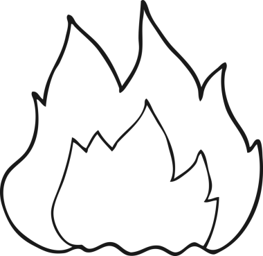 Bir insan tarafından çizilen serbest çizim siyah beyaz çizgi film ateşi