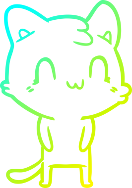 Bir insan tarafından çizilen mutlu çizgi bir kedinin soğuk gradyan çizimi