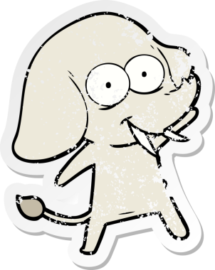 Bir insan tarafından çizilmiş mutlu bir filin sıkıntılı çıkartması.