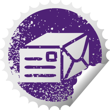 Bir insan tarafından çizilmiş bir kağıt parselinin çizilmiş dairesel soyma etiketi.