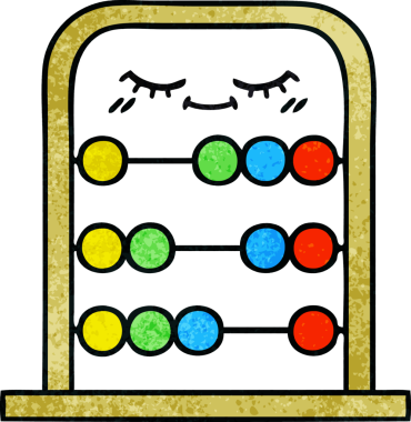 Bir insan tarafından çizilmiş abaküsün retro grunge desen karikatürü.