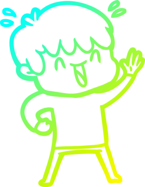 Bir insan tarafından çizilmiş gülen bir çizgi film karakteri çizimi.