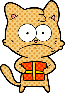 Bir insan tarafından çizilmiş bir çizgi film kedisi.