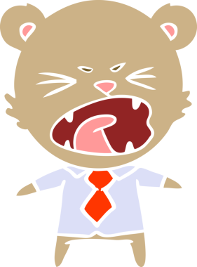 kızgın düz renkli çizgi film ayısı bir insan tarafından çizilmiş.