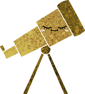 Bir insan tarafından çizilmiş bir teleskobun retro çizim tarzı karikatürü