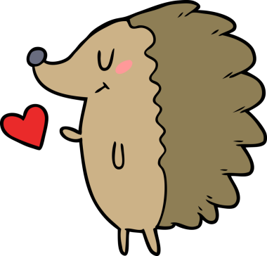 Bir insan tarafından çizilmiş şirin bir kirpi çizgi filmi.