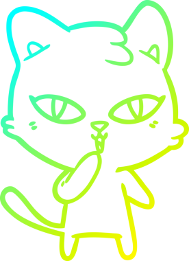 Bir insan tarafından çizilen çizgi film kedisinin soğuk gradyan çizgisi.