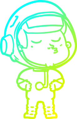 Bir insan tarafından çizilmiş kendinden emin bir astronotun soğuk çizgi çizimi.