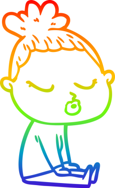 Gökkuşağı gradyan çizgi çizimi bir insan tarafından çizilmiş sakin bir kadın