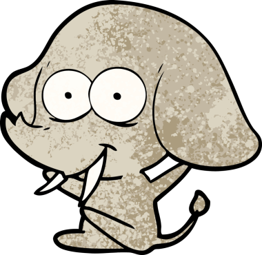 Bir insan tarafından çizilmiş mutlu bir fil.