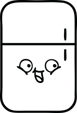 Bir insan tarafından çizilmiş bir buzdolabı karikatürü.