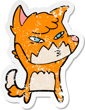 Bir insan tarafından çizilmiş zeki bir tilkinin sıkıntılı çıkartması.