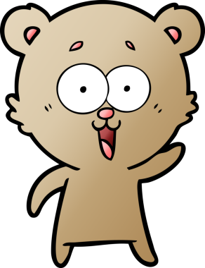 Bir insan tarafından çizilmiş gülen oyuncak ayı çizgi filmi.