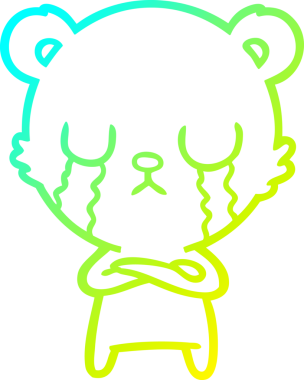 Bir insan tarafından çizilmiş ağlayan kutup ayısı karikatürü.