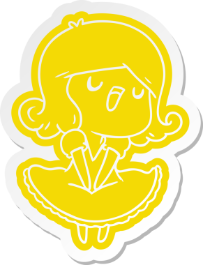 Bir insan tarafından çizilmiş şarkı söyleyen tatlı bir kawai kızının çizgi film çıkartması.