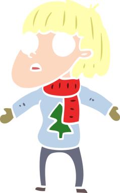 Düz renkli çizgi film bir insan tarafından çizilmiş Noel insanını şaşırttı