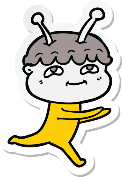 Bir insan tarafından çizilmiş dost canlısı bir uzay adamının çıkartması.